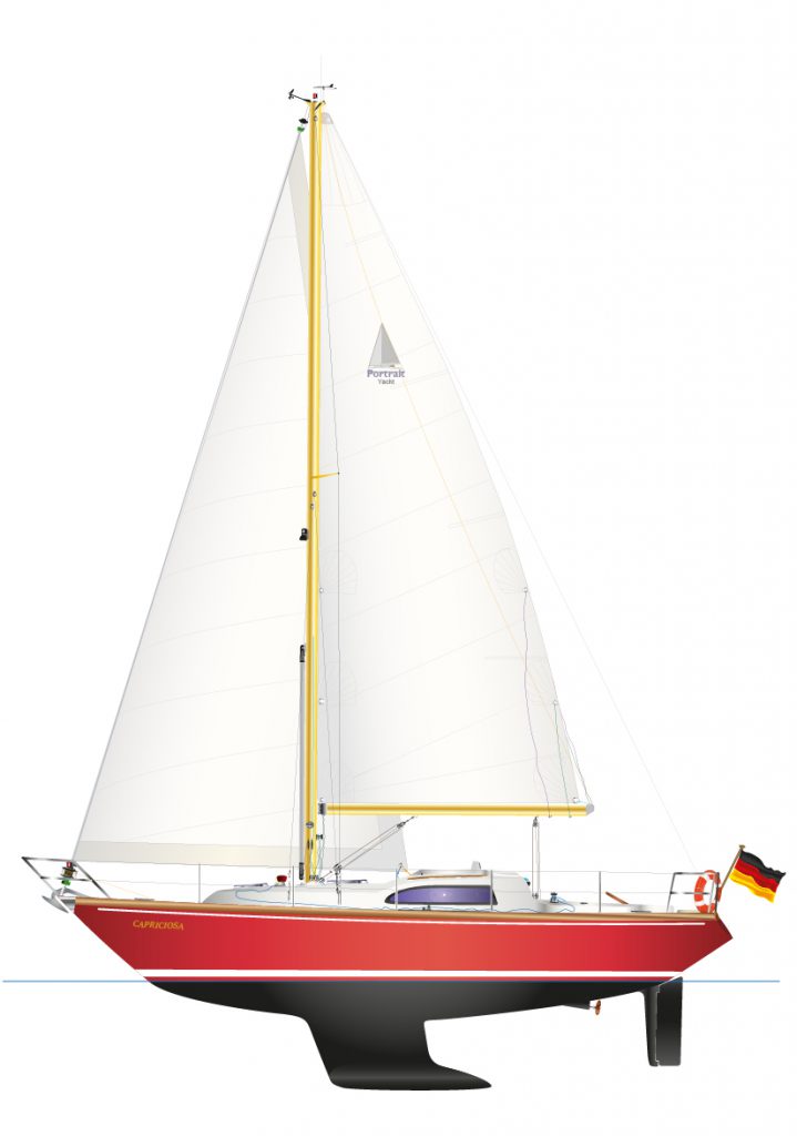 DUFOUR ARPÈGE - digitale Schiffsriss Graphik, als individuelles Yacht Portrait.