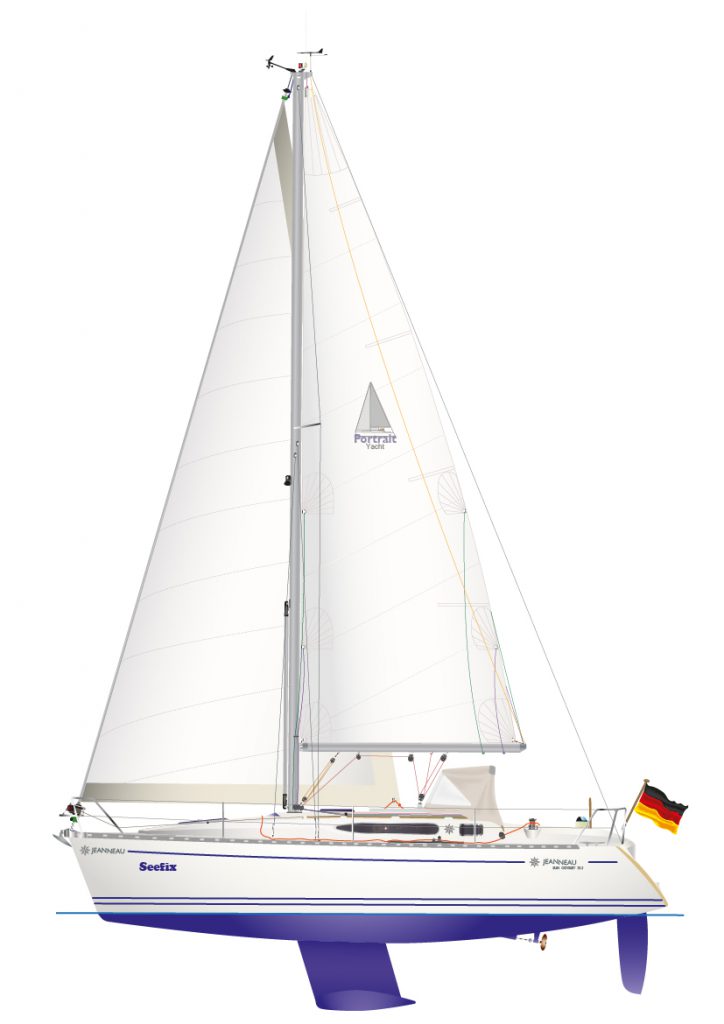 JEANNEAU 32.2 - digitale Schiffsriss Graphik, als individuelles Yacht Portrait.